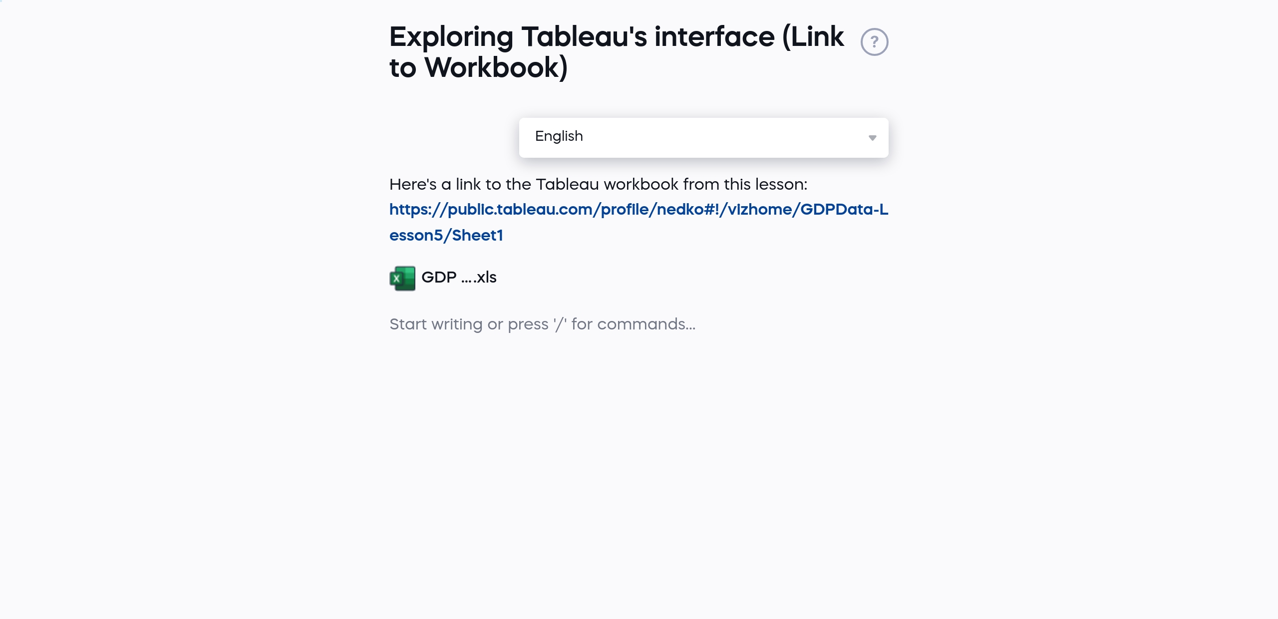 Exploring Tableau's interface (Link to Workbook)
