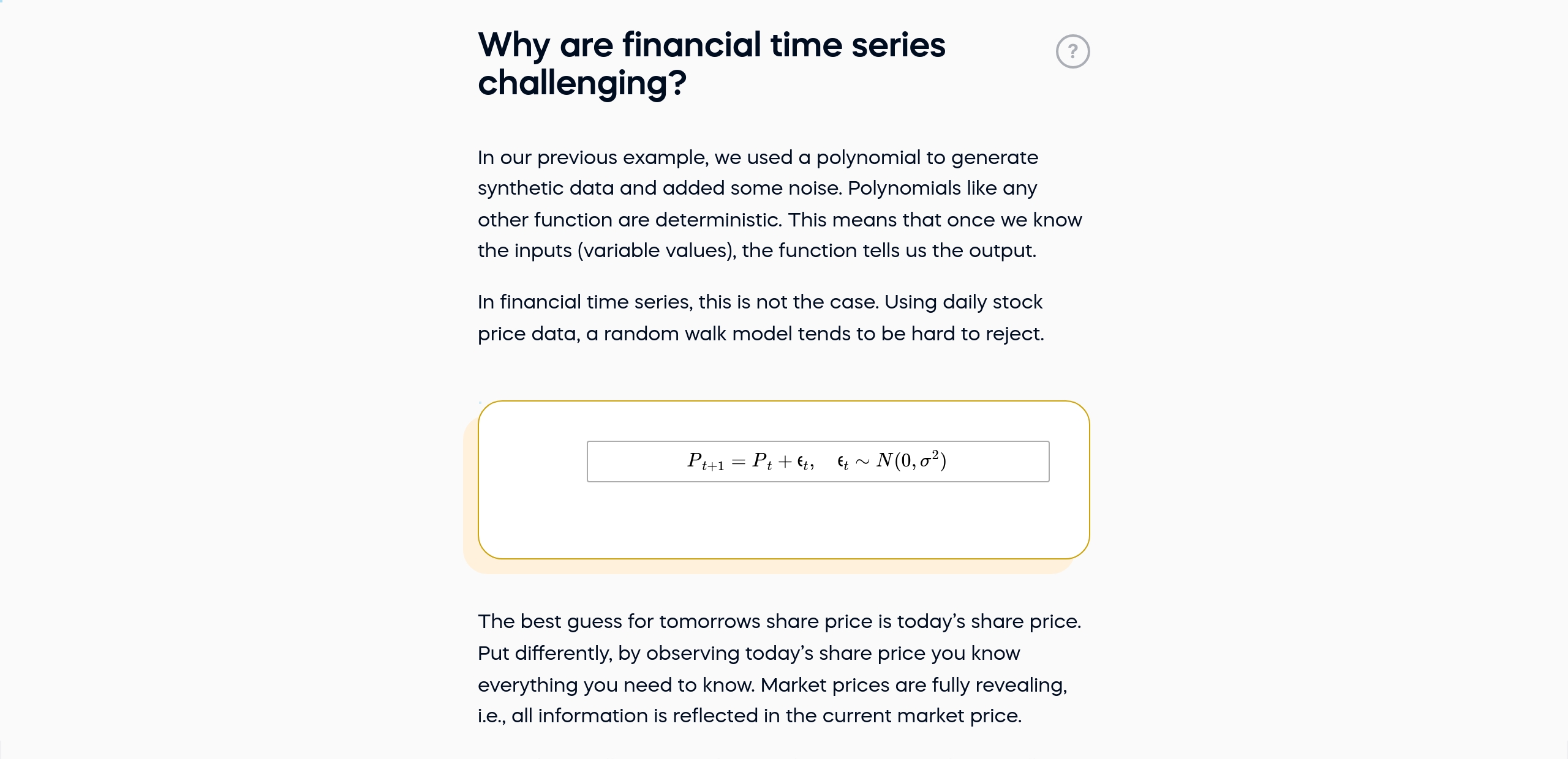 Why are financial time series challenging?