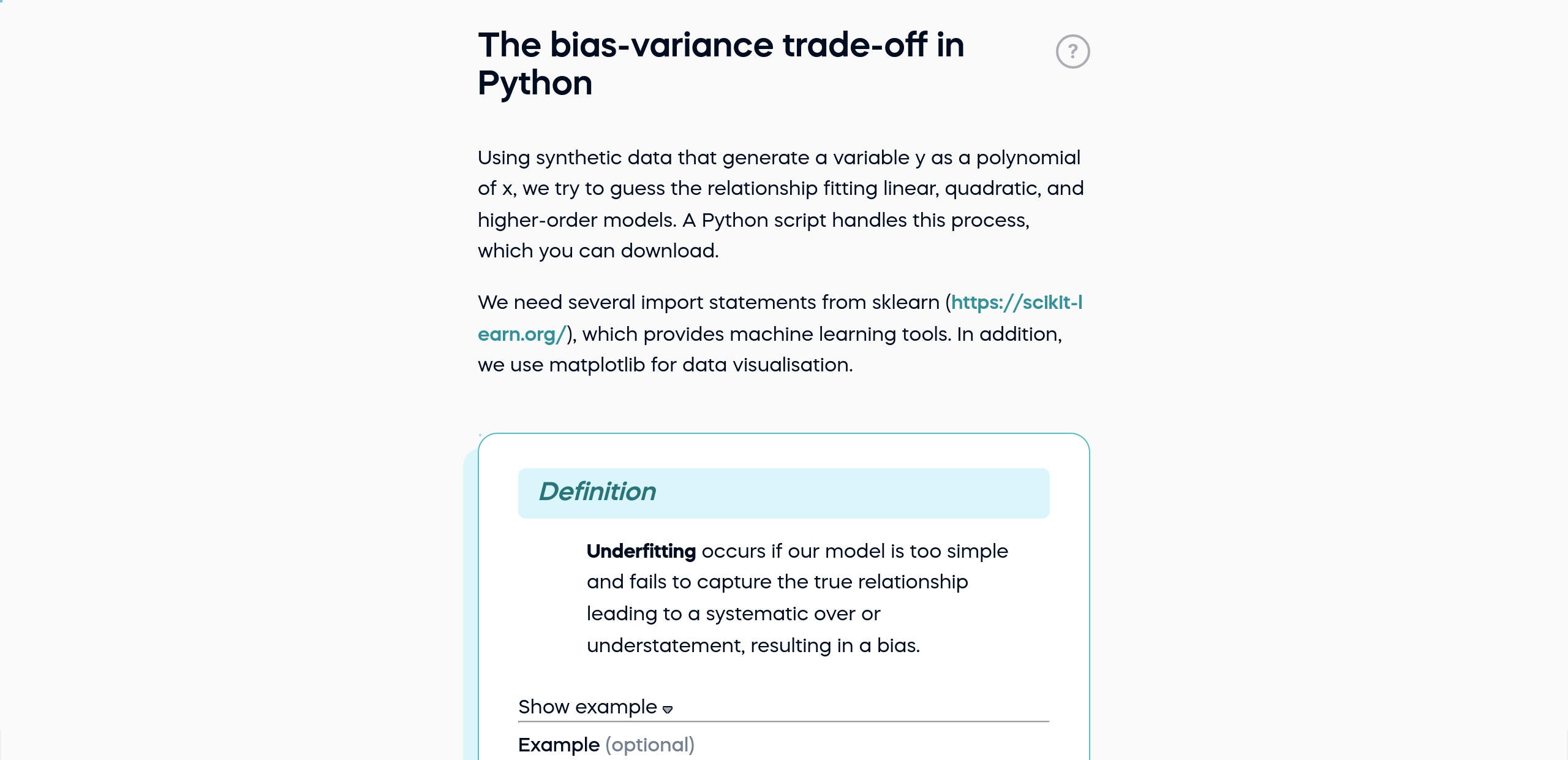 The bias-variance trade-off in Python