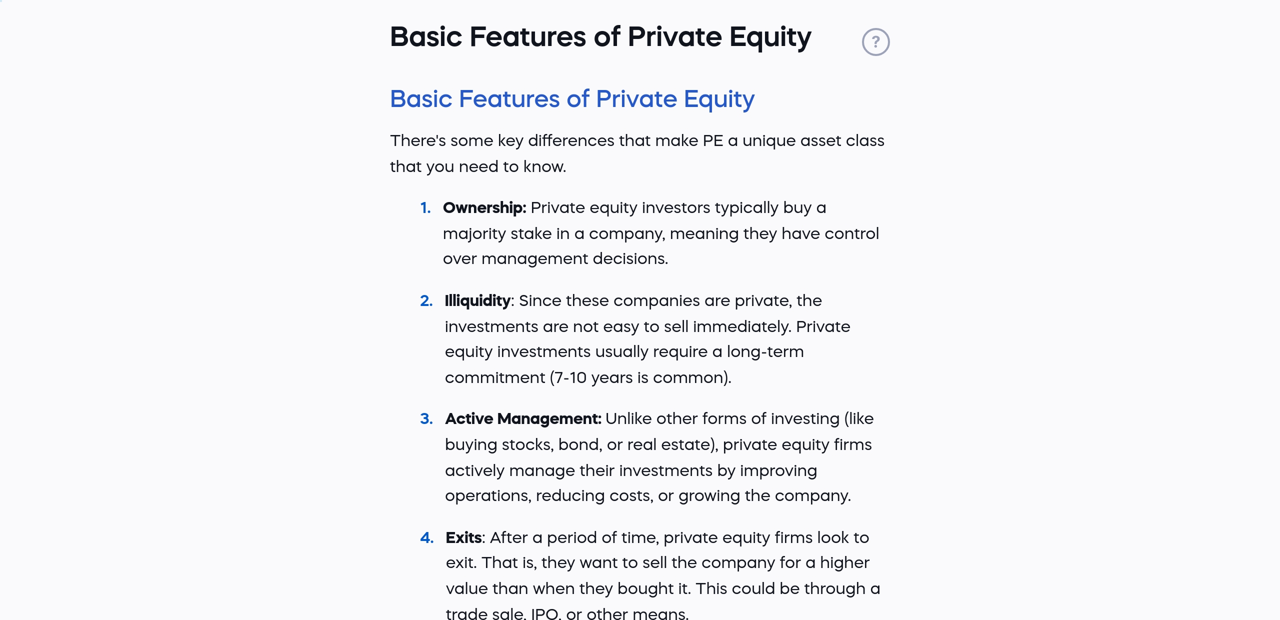 Basic Features of Private Equity