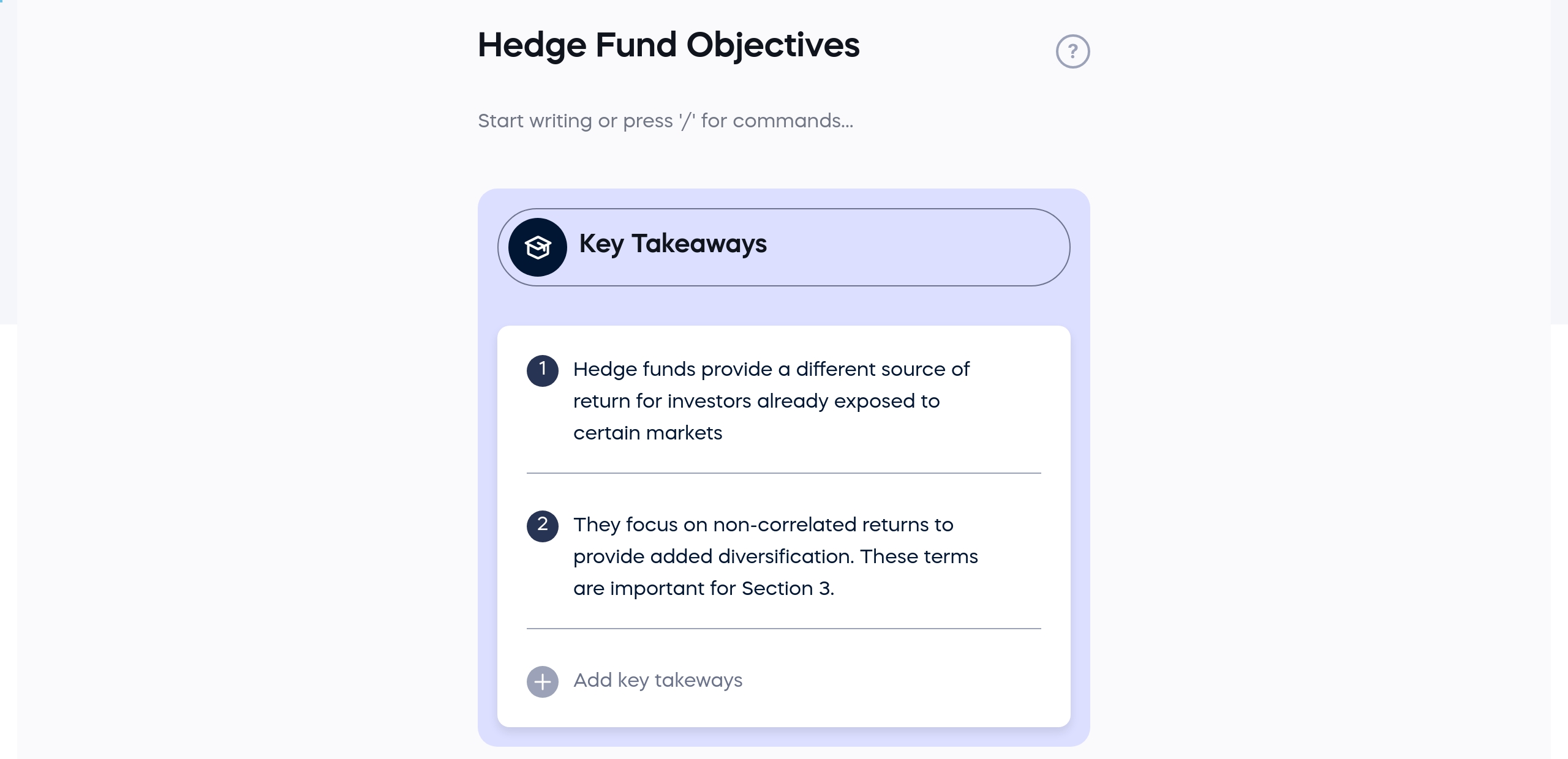 Hedge Fund Objectives