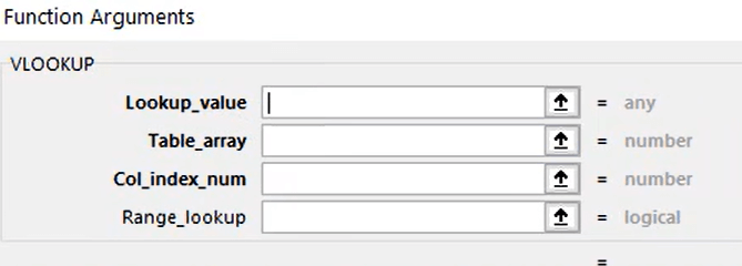 VLOOKUP function arguments