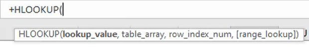 HLOOKUP function