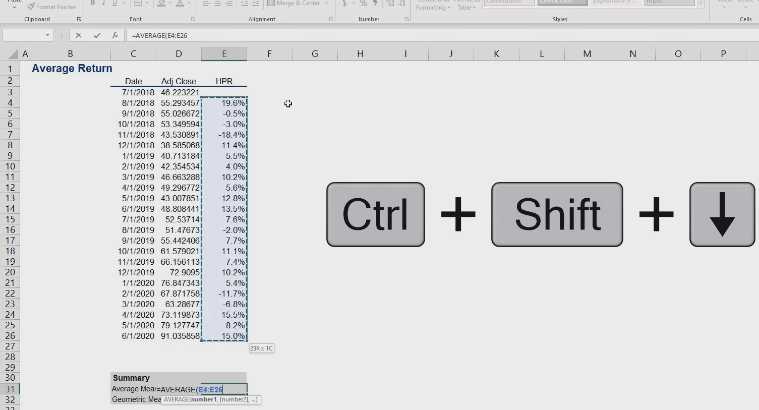 how to calculate rates of return in excel 365 financial analyst