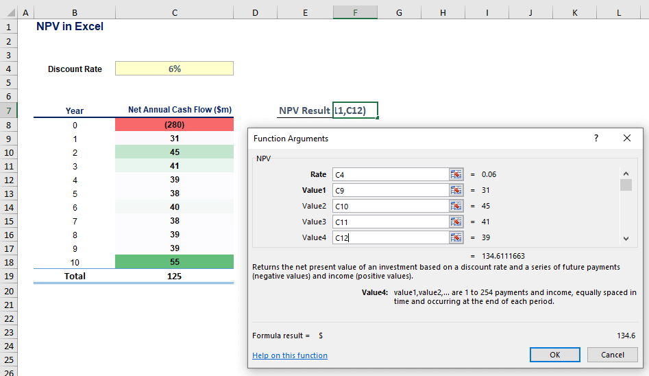 Как рассчитать npv в excel